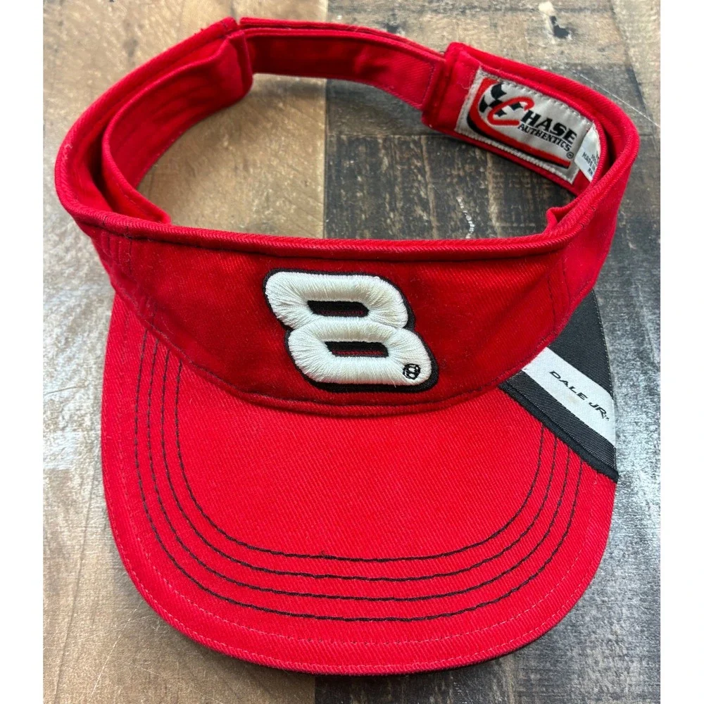 Chase Authentics Dale Earnhardt Jr #8 Visor Youth Red Good NASCAR Racing Hat